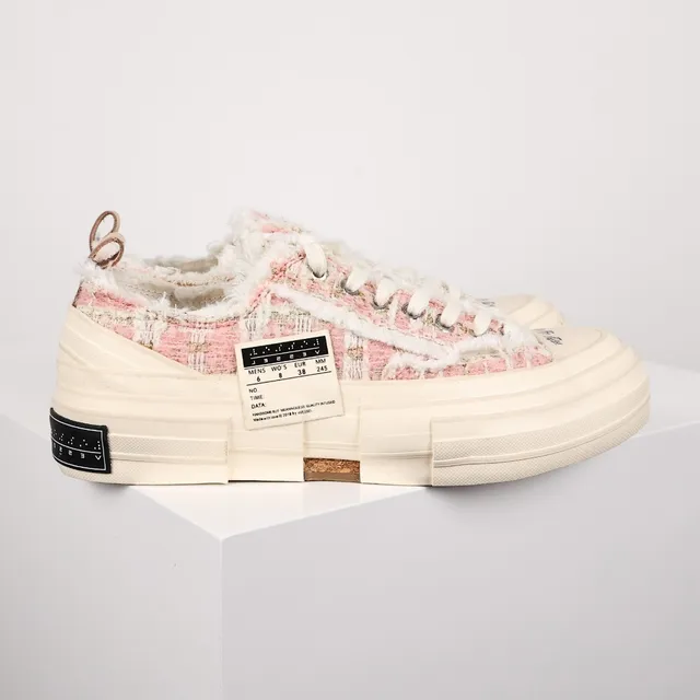 JW Anderson Pink Beige Tweed Upper Layered Segmented Sole Lifestyle Sneakers