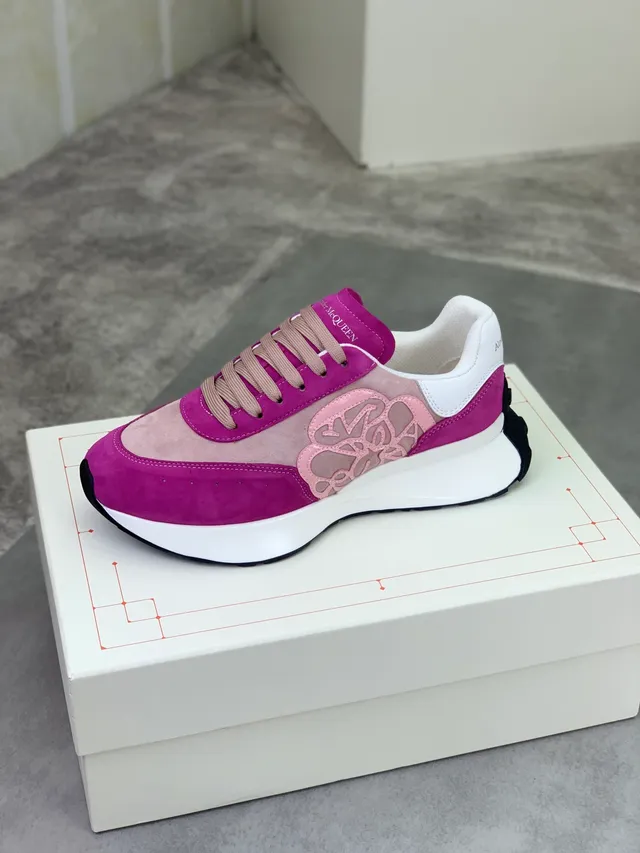 Alexander McQueen Oversized Sneaker Magenta Pink Suede Chunky Sneakers