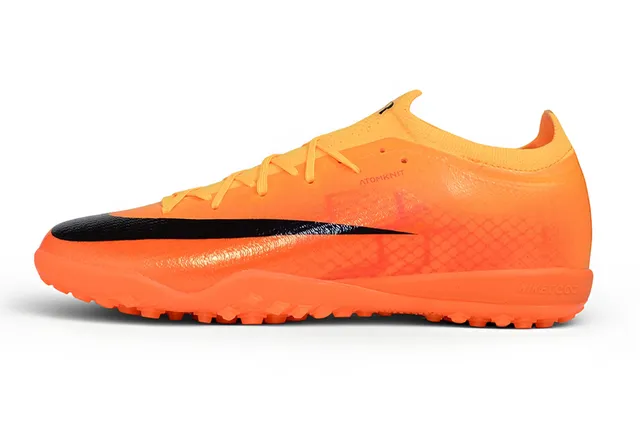 Nike Orange Black Low-Cut Knit Upper Turf Soccer Shoes