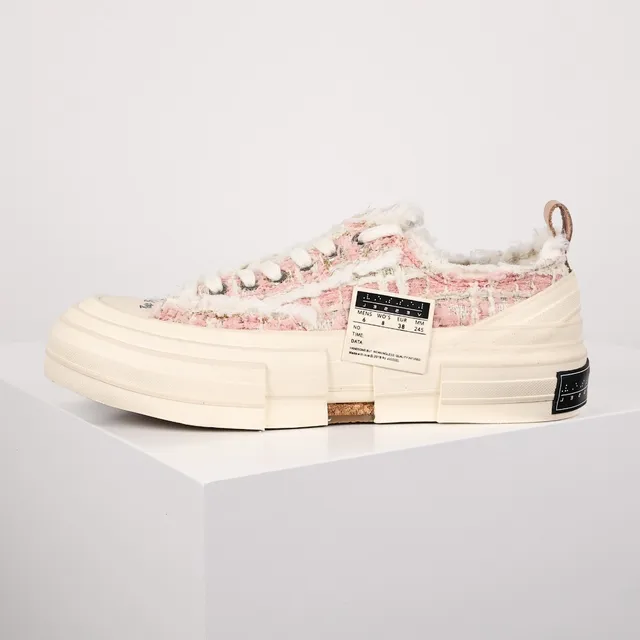 JW Anderson Pink Beige Tweed Upper Layered Segmented Sole Lifestyle Sneakers