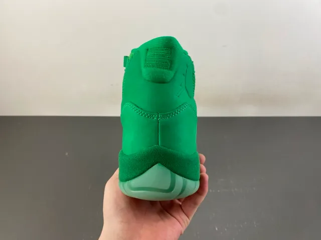 Air Jordan 11 Monochromatic Green Suede Basketball Shoes