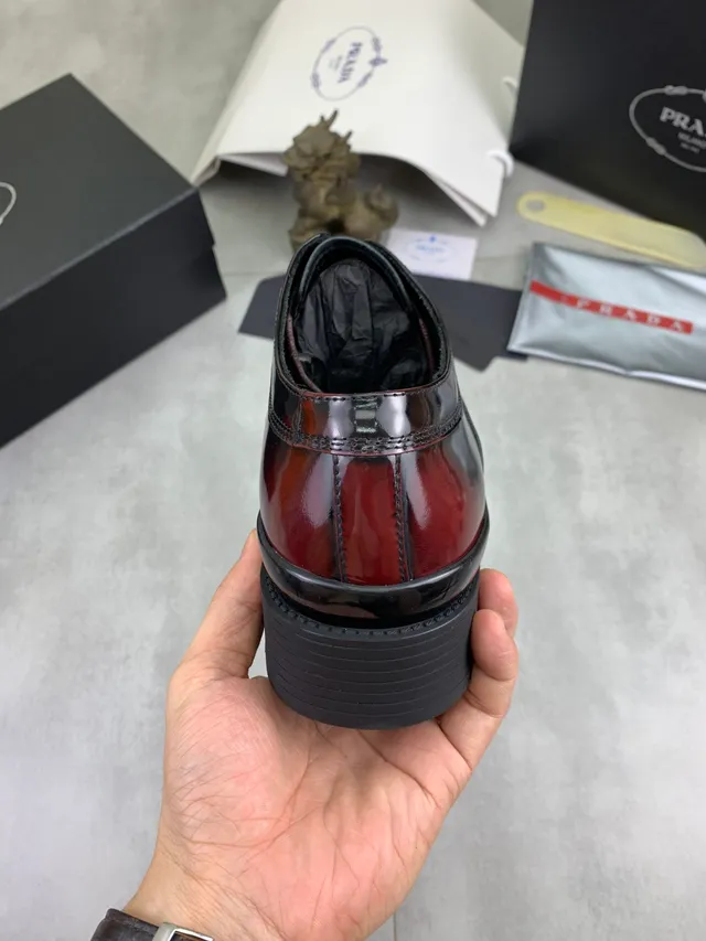 Prada Two-Tone Glossy Patent Oxford Shoes