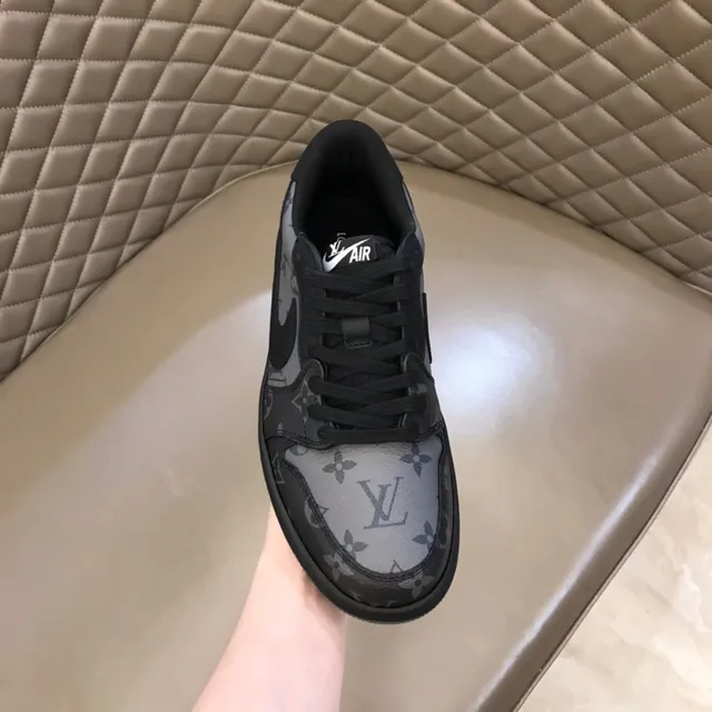 Nike Air Force 1 Monogram Print Black Gray Lifestyle Sneakers