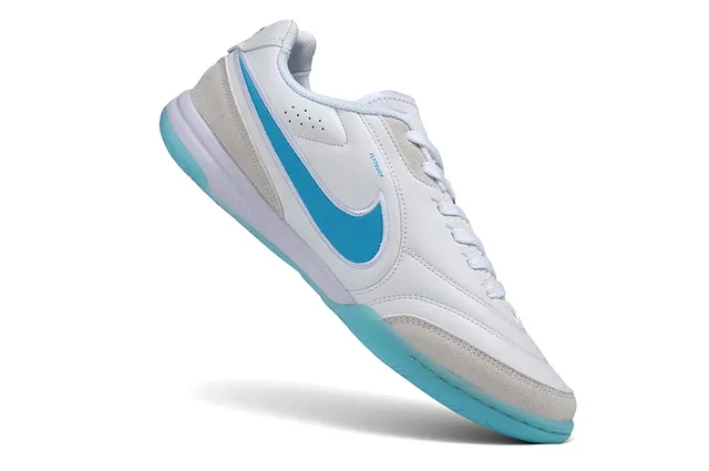 Nike White Blue Low-Top Synthetic And Suede Upper Sneakers