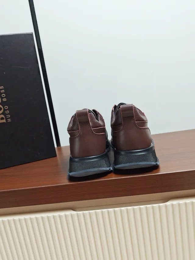 Hugo Boss Brown Leather Slip-On Casual Shoes