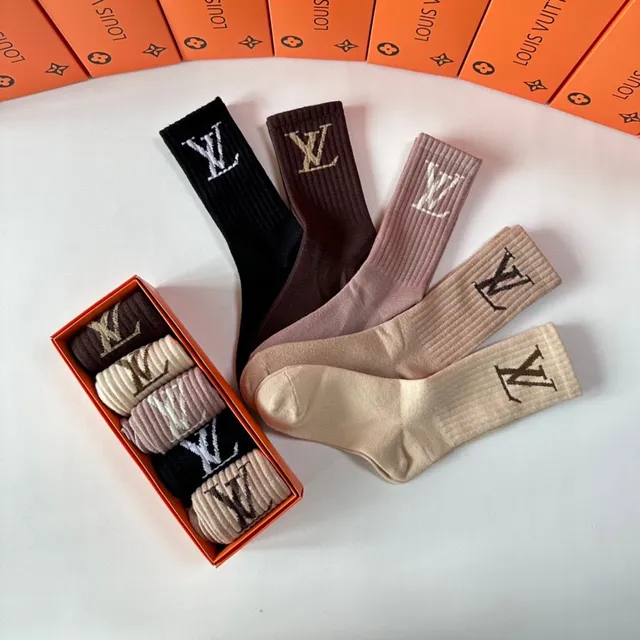 Louis Vuitton Monogram Ribbed Knit Crew Socks