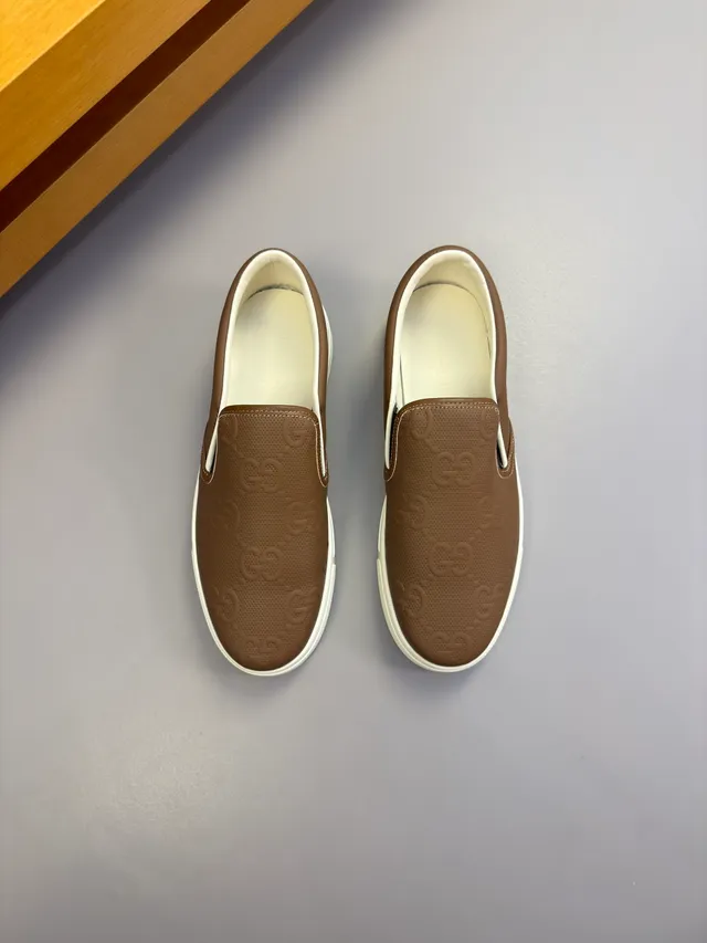 Gucci Ace Slip-On Brown GG Monogram Leather Loafers