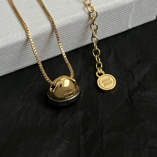Miu Miu Gold-Tone Hemispherical Pendant Necklace