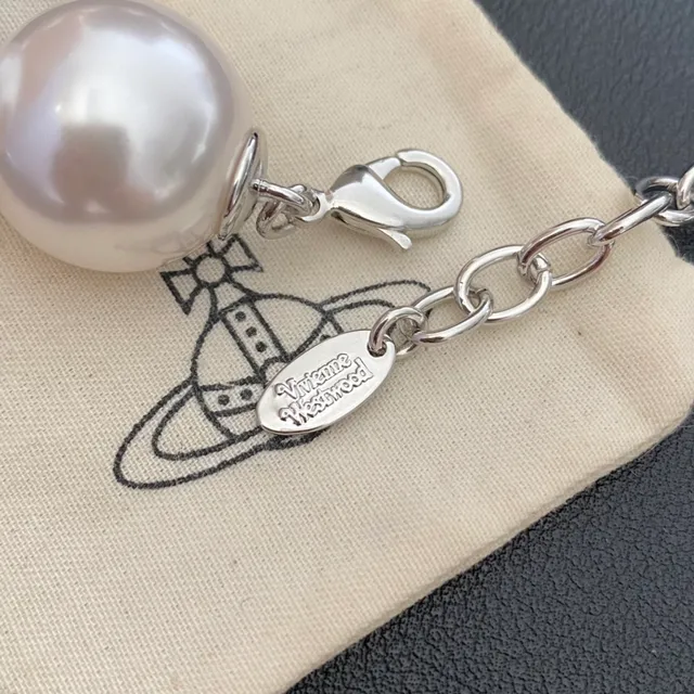 Vivienne Westwood Orb Necklace White Pearl Gold and Silver Tone Necklaces