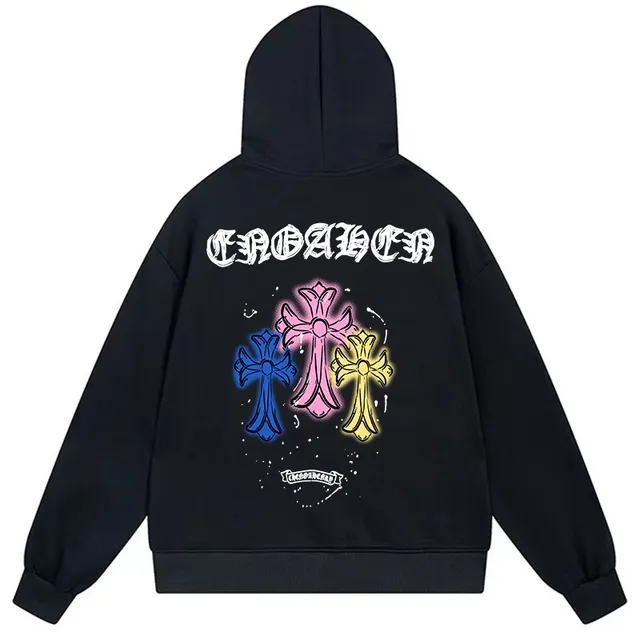 Chrome Hearts Graphic Cross Print White Hoodie