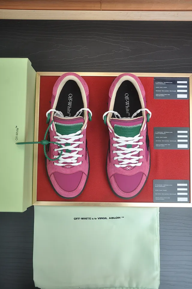 Off-White Pink Suede Green Tag Lifestyle Sneaker