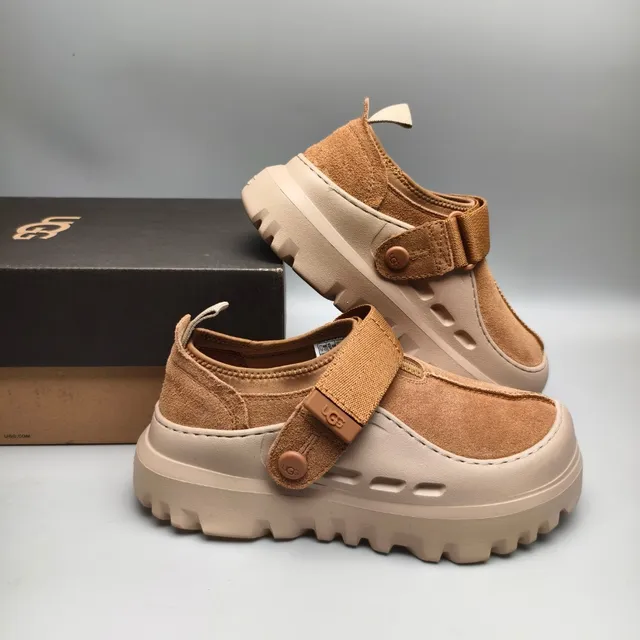 UGG Tasman Tan Suede Strap Clog