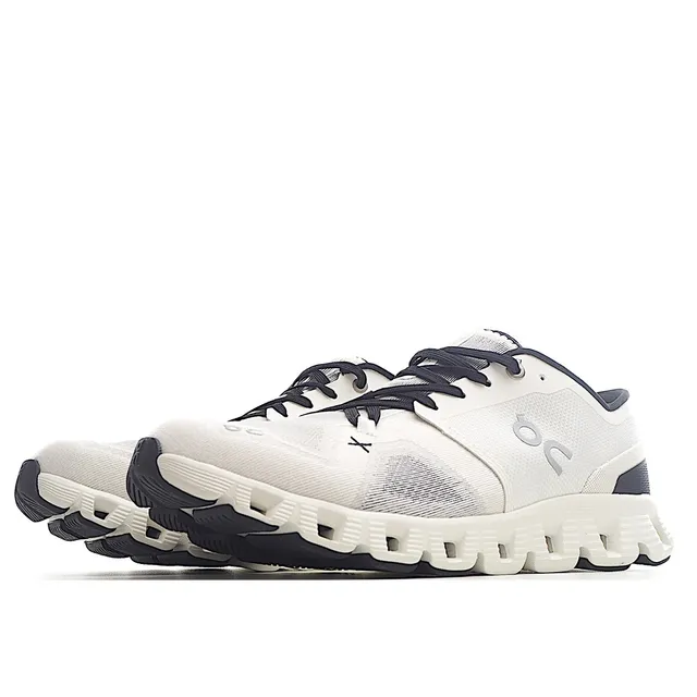 On Cloudmonster Off-White and Navy Running Shoes