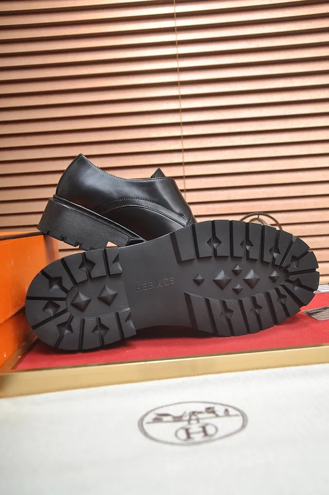 Hermès Black Single Strap Buckle Closure Monk Shoes