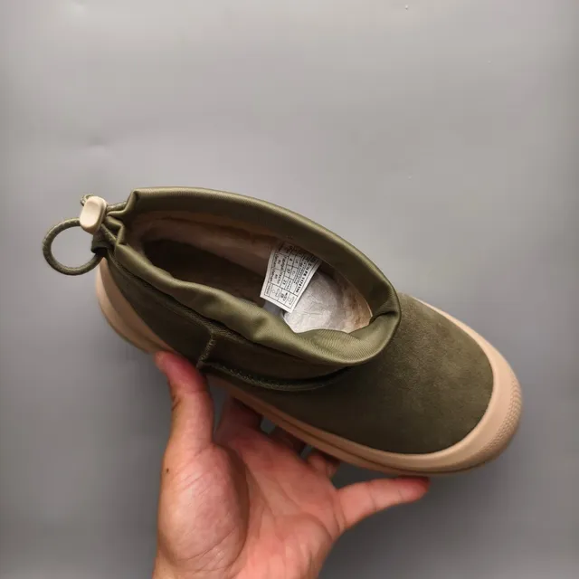 Army Green Beige Olive Suede Upper Platform Sole Snow Boots