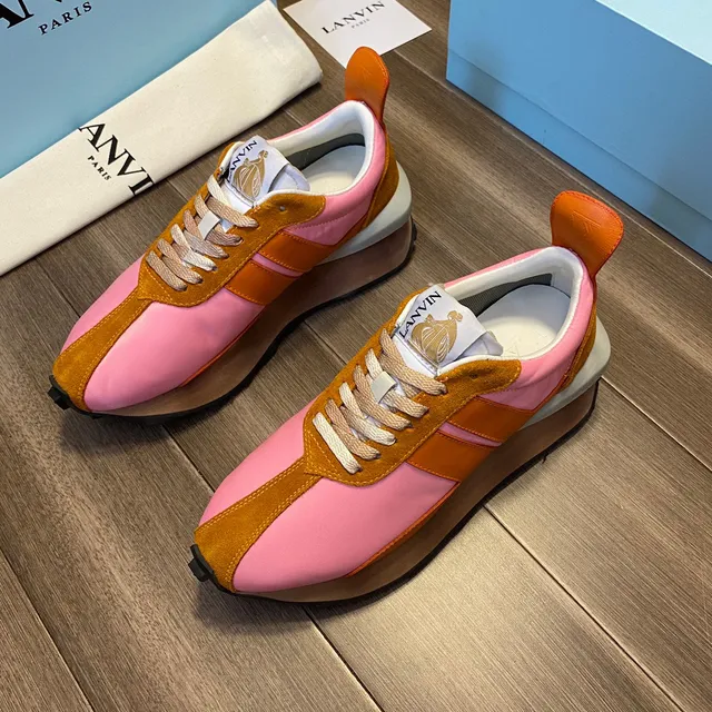 Lanvin Color-Blocked Suede and Nylon Platform Chunky Sneakers