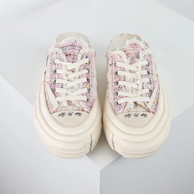 Converse Multicolor Beige Tweed Upper Frayed Edge Detail Lifestyle Sneakers
