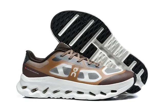 On Black White Engineered Mesh Upper Open Hexagonal CloudTec Pods Running Shoes