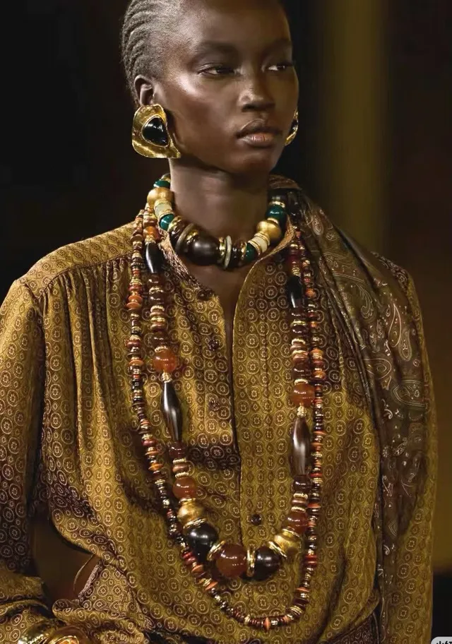 Saint Laurent Gold Green Sculptural Petal-Shaped Metal Frames Teardrop Cabochon Resin Stones Earrings