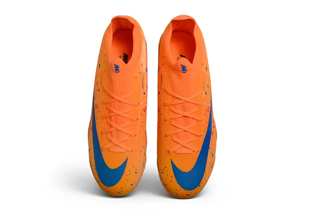 Nike Orange Blue Knit Upper Speckle-Print Overlay Turf Soccer Shoes