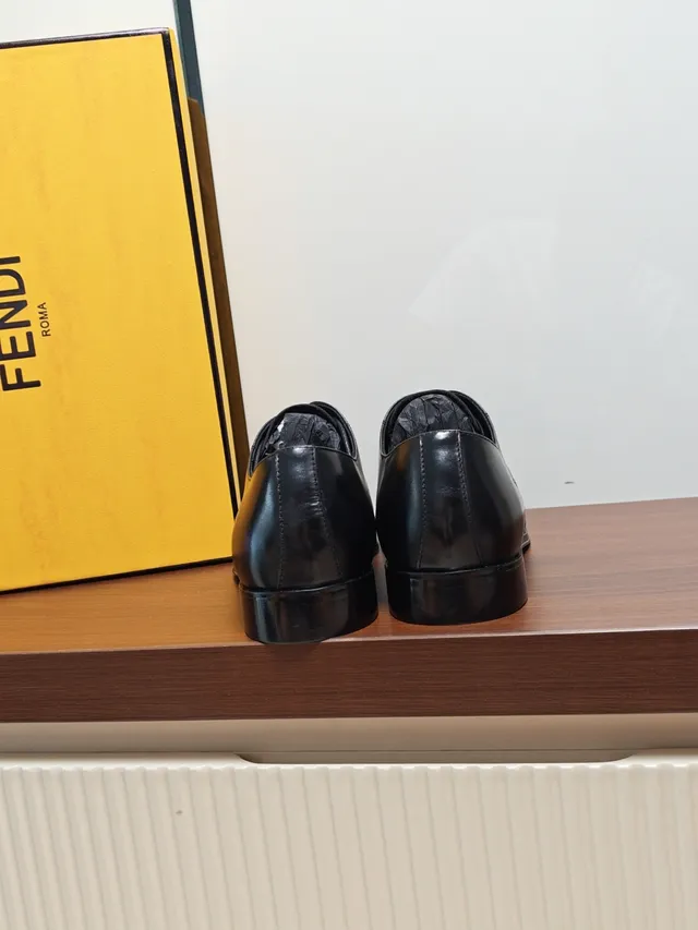 Fendi FF Monogram Black and Brown Cap-Toe Oxford Shoes