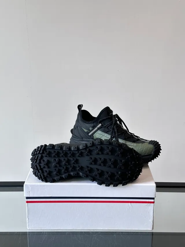 Thom Browne Black Army Green Rugged Lug Sole Mesh And Synthetic Overlay Lifestyle Sneakers