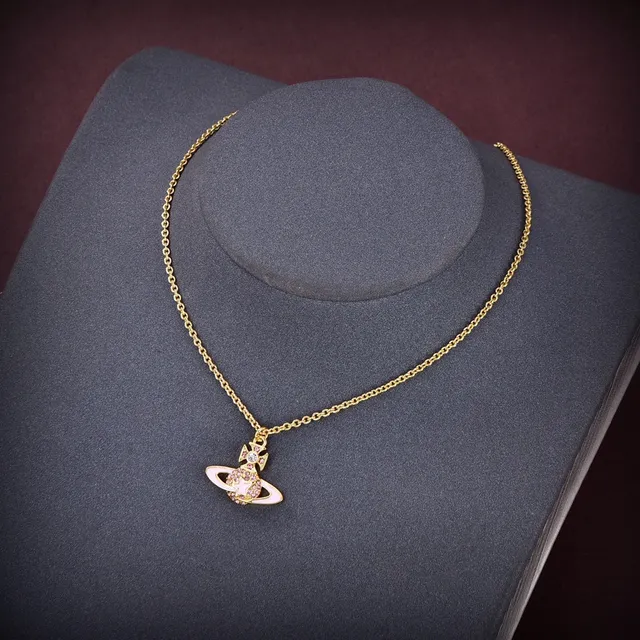 Vivienne Westwood Orb Pink Enamel Gold-Tone Necklace