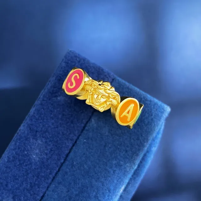 Versace Alphabet Medusa Head Enamel Letter Ring