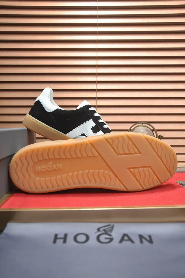 Hogan Black White Suede Upper Gum Sole Lifestyle Sneakers