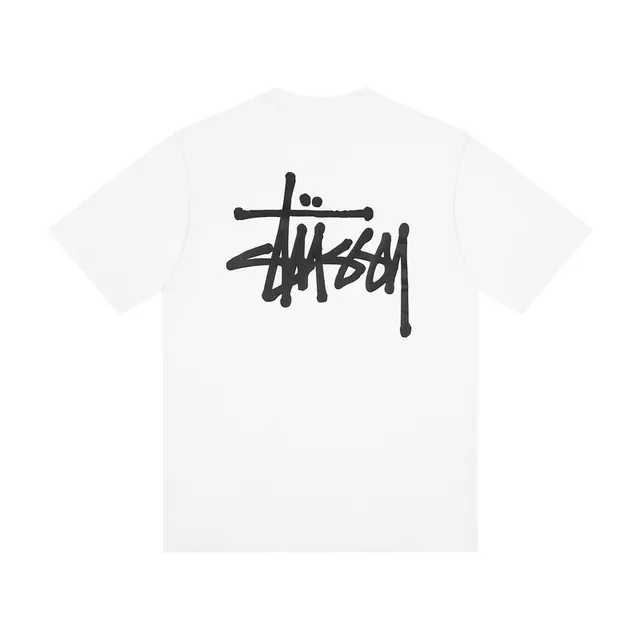 Stussy Stock Logo White and Black T-Shirt