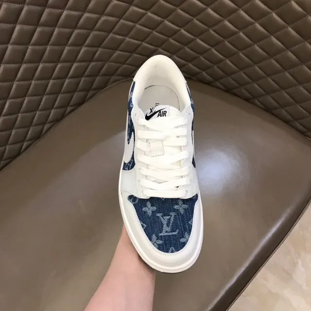 Nike Air Jordan 1 Low Denim-Print White Lifestyle Sneakers