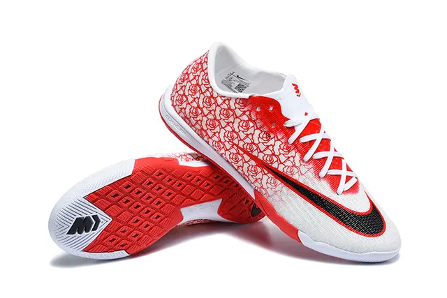Nike Mercurial Red White Low-Cut Synthetic Upper Indoor Soccer Shoes