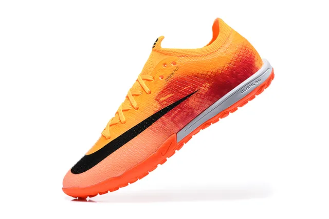Nike Orange Yellow Knit Upper Gradient Colorway Turf Soccer Shoes
