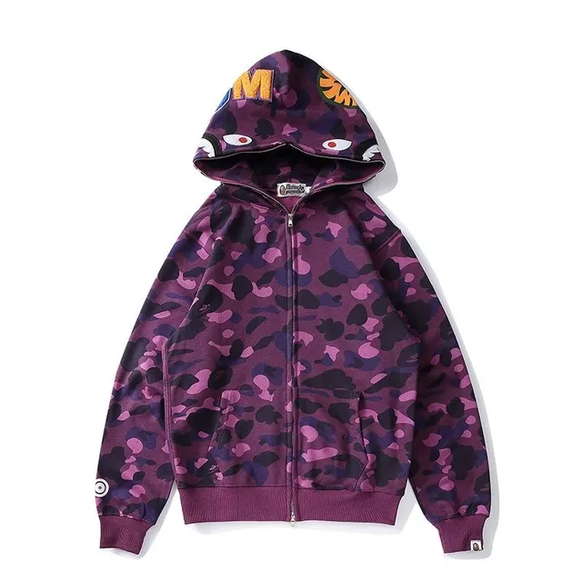 A Bathing Ape ABC Camo Shark Multicolor Full-Zip Front Camouflage Print Hoodie