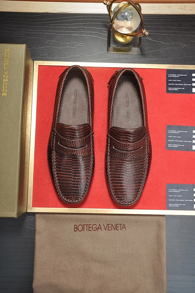 Bottega Veneta Brown Red Intrecciato-Textured Penny Strap Loafer