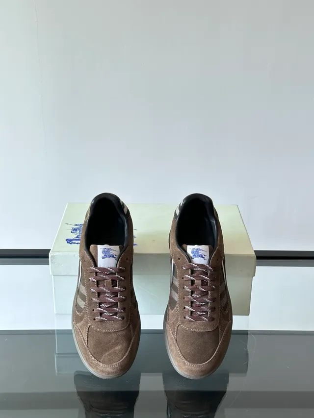Burberry Brown Black Suede Upper Nova Check Panel Lifestyle Sneakers