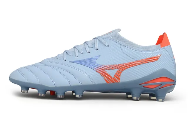 Mizuno Blue Orange Low-Cut Knit Upper Dynamic Wave Cage Overlay Firm-Ground Soccer Shoes