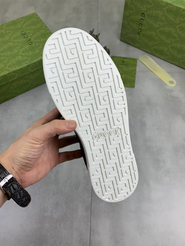 Gucci Rhyton Black White Suede And GG Canvas Web Stripe Accent Lifestyle Sneakers