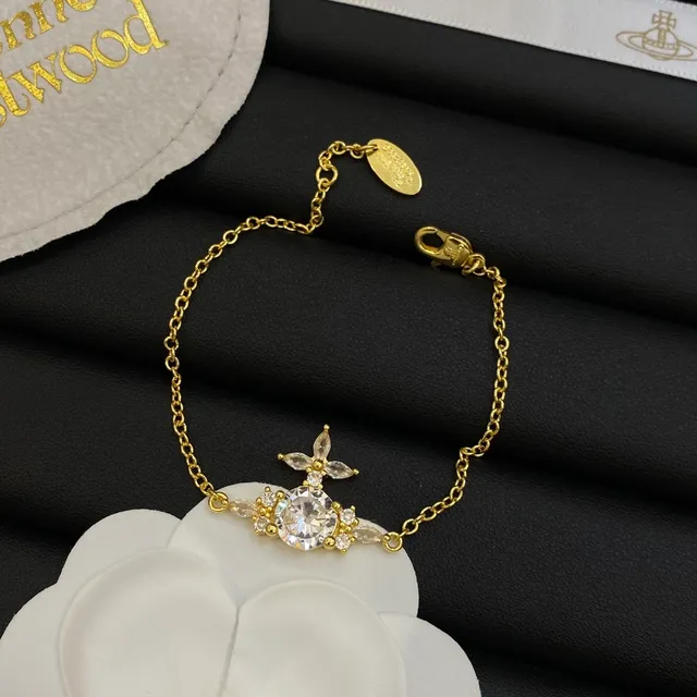 Vivienne Westwood Classic Orb Gold Transparent Chain Pendant Necklace