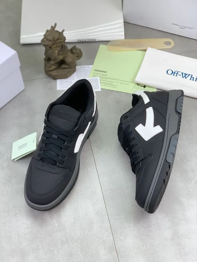 Off-White Black Industrial Design Perforated Toe Lifestyle Sneakers