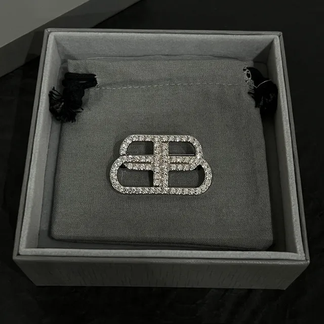 Balenciaga Double-B Pavé Crystal Brooch