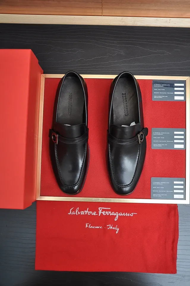 Salvatore Ferragamo Gancini Black Leather Loafers
