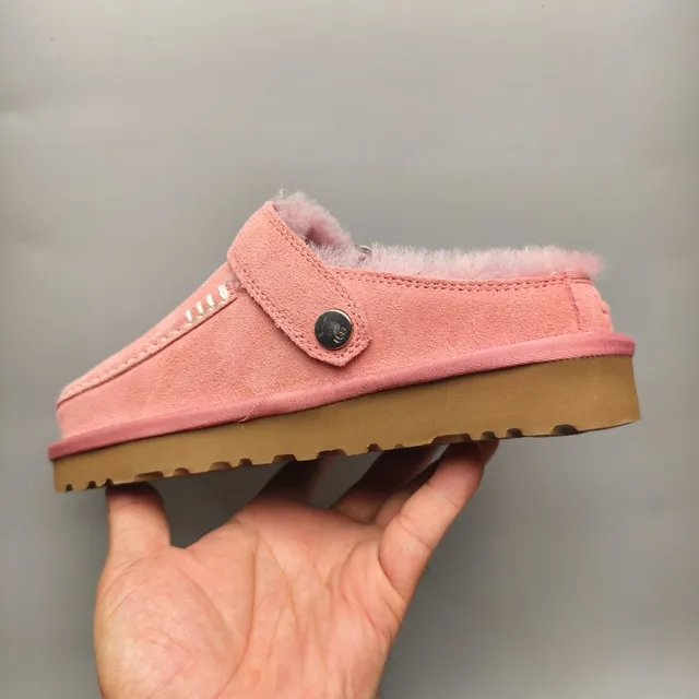 UGG Tasman Pink Suede Shearling-Lined Buckle Loafer