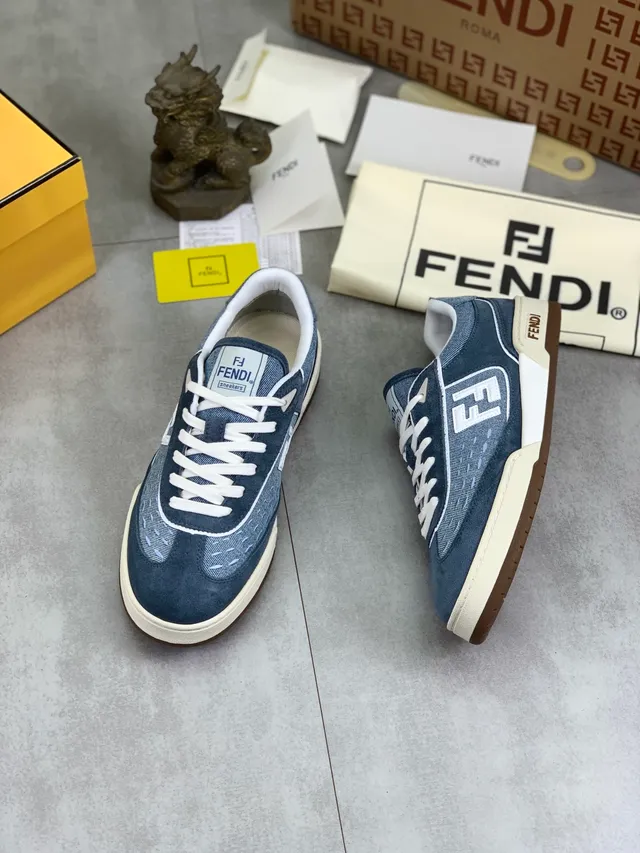 Fendi Denim-Suede Low-Top Lifestyle Sneaker
