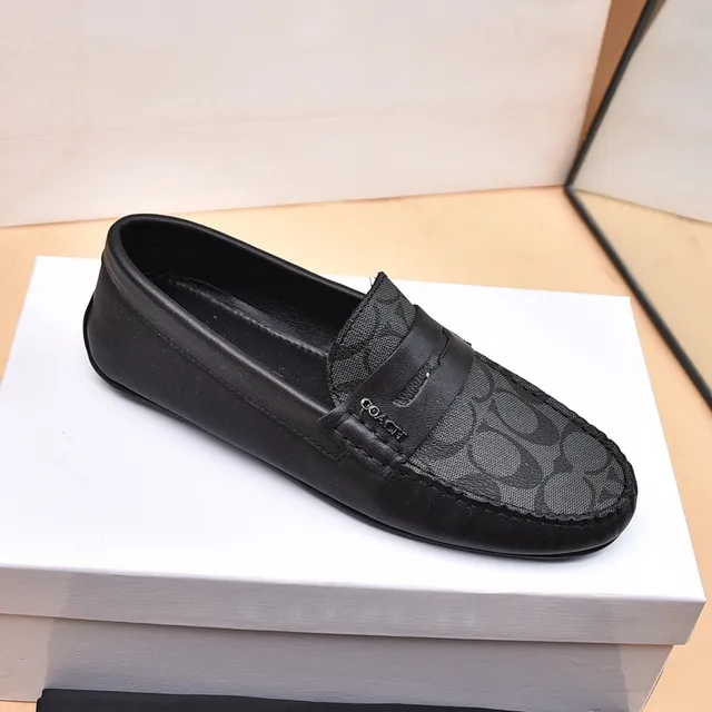 Coach Black Gray Penny Signature C-Print Canvas Loafer