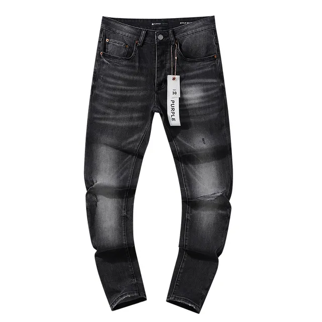 Purple Brand Distressed Black Wash Slim-Fit Jeans