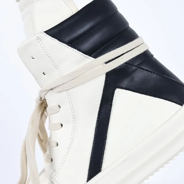 Rick Owens Geobasket Off-White and Black Lifestyle Sneakers