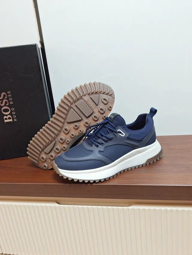 Hugo Boss Navy White Upper Ridged Midsole Lifestyle Sneakers