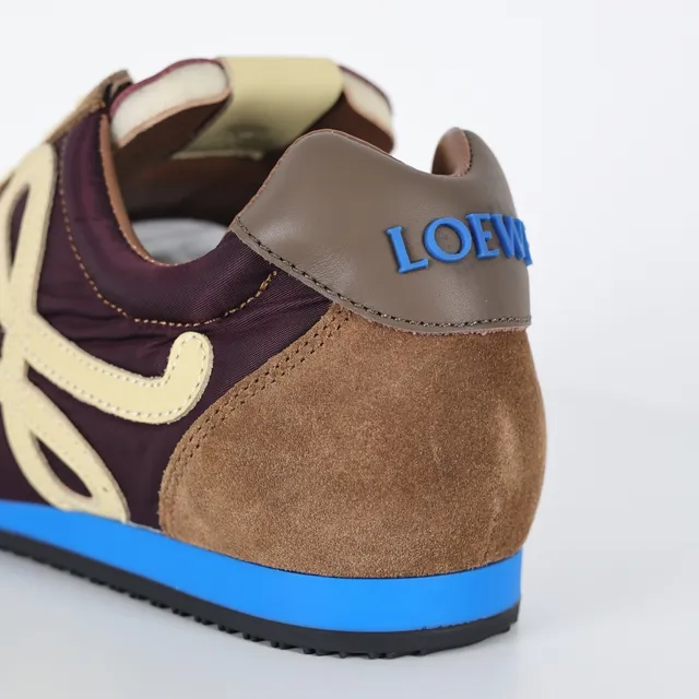 Loewe Brown Burgundy Mixed-Material Upper Oversized Anagram Logo Lifestyle Sneakers