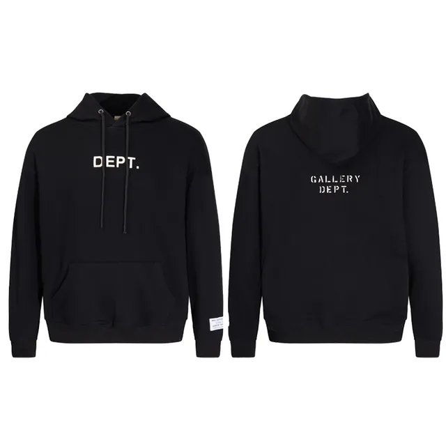 Gallery Dept Black Gray Minimalist Text Print Standard Fit Hoodie